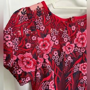 Eva Franco Red Embroidered Mini Dress